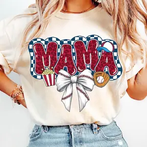 [Sale Up To 50%] Retro Baseball Mama, Leopard Glitter Mama, Game Day, Checkered Baseball, Coquette Bow, Baseball Mom T-shirt