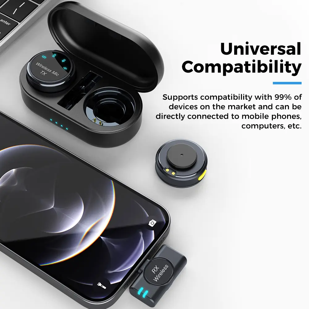 Wireless Lavalier Microphone for iPhone iPad,Android with Charging Case, Dual Lavalier mini Microphone with Noise Cancellation,Wireless Microphone for Video Recording, Vlog, YouTube, Interview, Facebook Live Streaming
