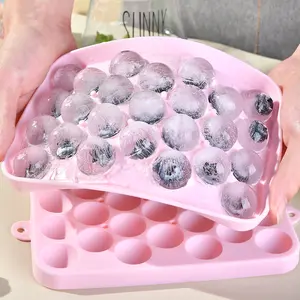 1 Piece 25 Grid Silicone Ice Hockey Mold, Food Grade BPA Free Small Round Ice Cube Tray, Ice Cube Molds, Ice Cube Trays, Kitchen Essentials,Reusable & Easy Release