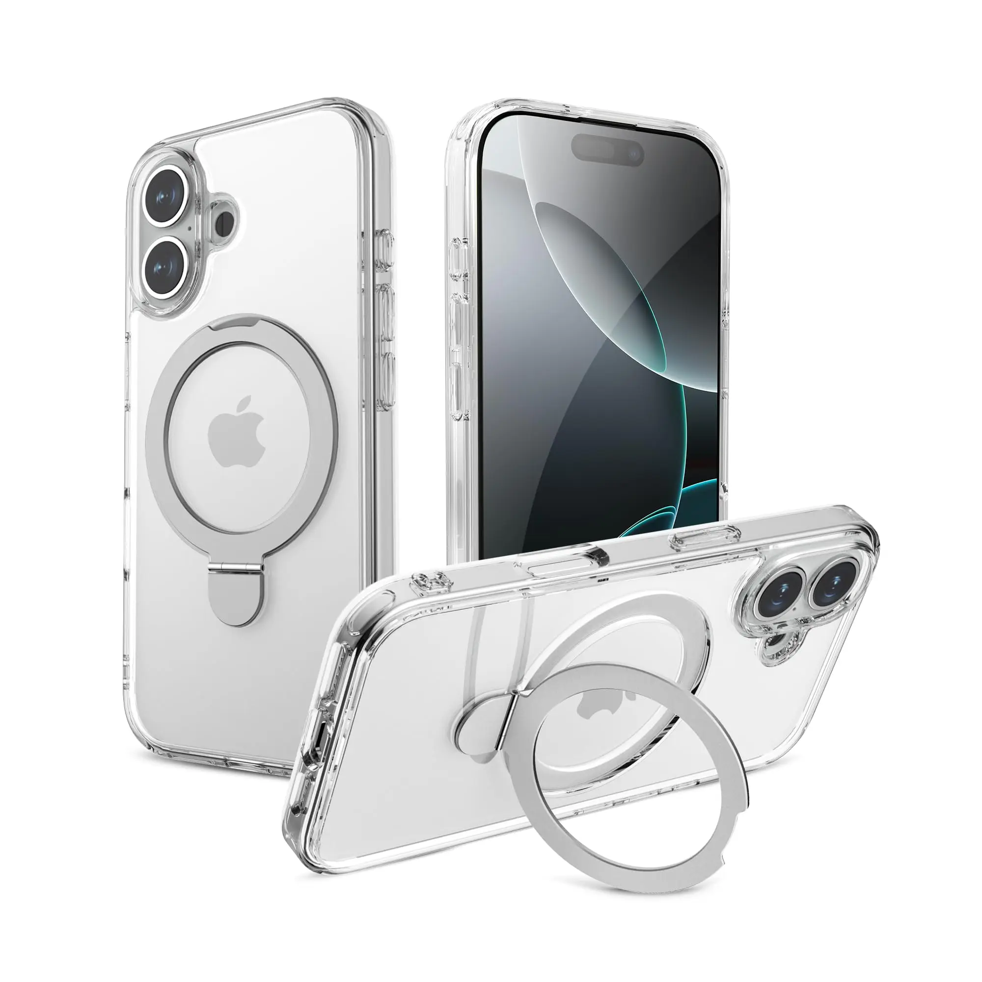 RAPTIC Magnetic Stand Case for iPhone 16 Pro Max - MagSafe Compatible Clear Slim Shockproof with Kickstand Anti-Fingerprint Screen Protector Casing