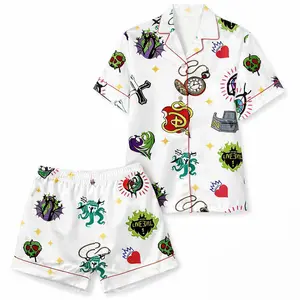 Zombies Inspired Satin Pajamas, Descendants World Tour Silk Sleepwear Outfit for Girls Birthday Gift