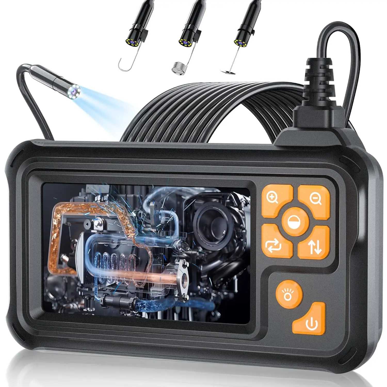 32.8FT Endoscope Camera with Light, 1080P HD Borescope Inspection Camera with 8 LED Lights, IP67 Waterproof Sewer Tools Snake Camera with 4.3" IPS Screen, 32.8Feet Semi-Rigid Cable for Auto & Plumbing