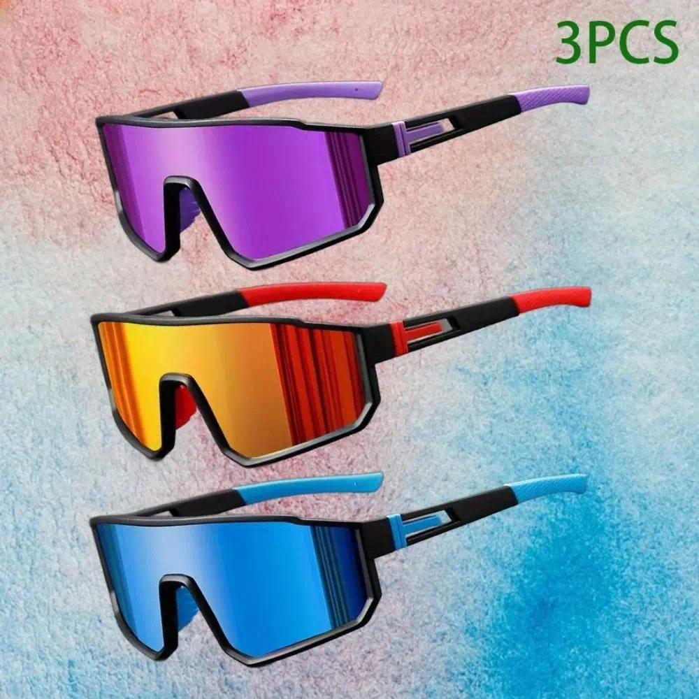 3-Pack Men Women Cycling Sunglasses Large Frame Windproof Outdoor Sports Ski Goggles Protective Eyewear