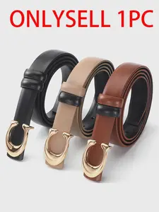 Women's Solid Color PU Buckle Belt, Fashion Belt for Party, Daily Clothing Decor, Trendy All-match & Exquisite Belt for Birthday Gift, Casual Dress Belt, Casual Trendy Waistband