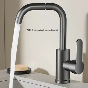 Elegant 720° Rotating High Arc Faucet for Kitchen and Bathroom Use, 360° Rotation Design with Brushed Finish, Ideal for Drinking Water, Basin Mixer Tap