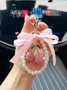 Cute Cherry Design Bag Charm, Fashionable Women's Purse Decoration, Stylish Keychain for Bags Gift Option, All Seasons Accessory
