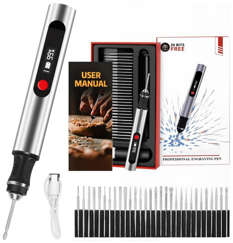 Engraving Pen with 30 Free Diamond Bits for Personalized Gifts & Practice Canvases Easy to Use USB-C Fast Charger 3 Speed Settings 8000-21000 RPM