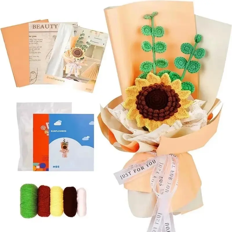 DIY Crochet Flower Bouquet Kit – Yarn, Hooks & Instructions for Beginners