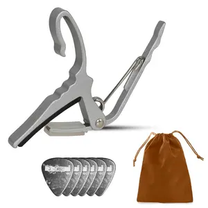 Capo Acoustic Electric Guitar String Clip for Banjo Mandolin Ukulele Includes 6Pcs Celluloid Picks & Carry Bag Ideal for Guitarists