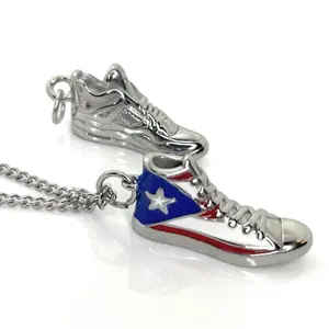 Papiichulo Puerto Rican Sneakers 3pcs Necklace Set - 2 Unique Pendants & 3mm Cuban Chain - Perfect for Puerto Rican Heritage Jewelry - Party Wear