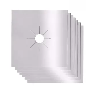 Upgraded Dual-Thickness Stove Burner Cover, Suitable for Gas Stoves, Silvery Non-Stick Gas Stove Burner Liners, Reusable Kitchen Guard, Gas Stove Top Protector, Black/Silvery, 8pcs