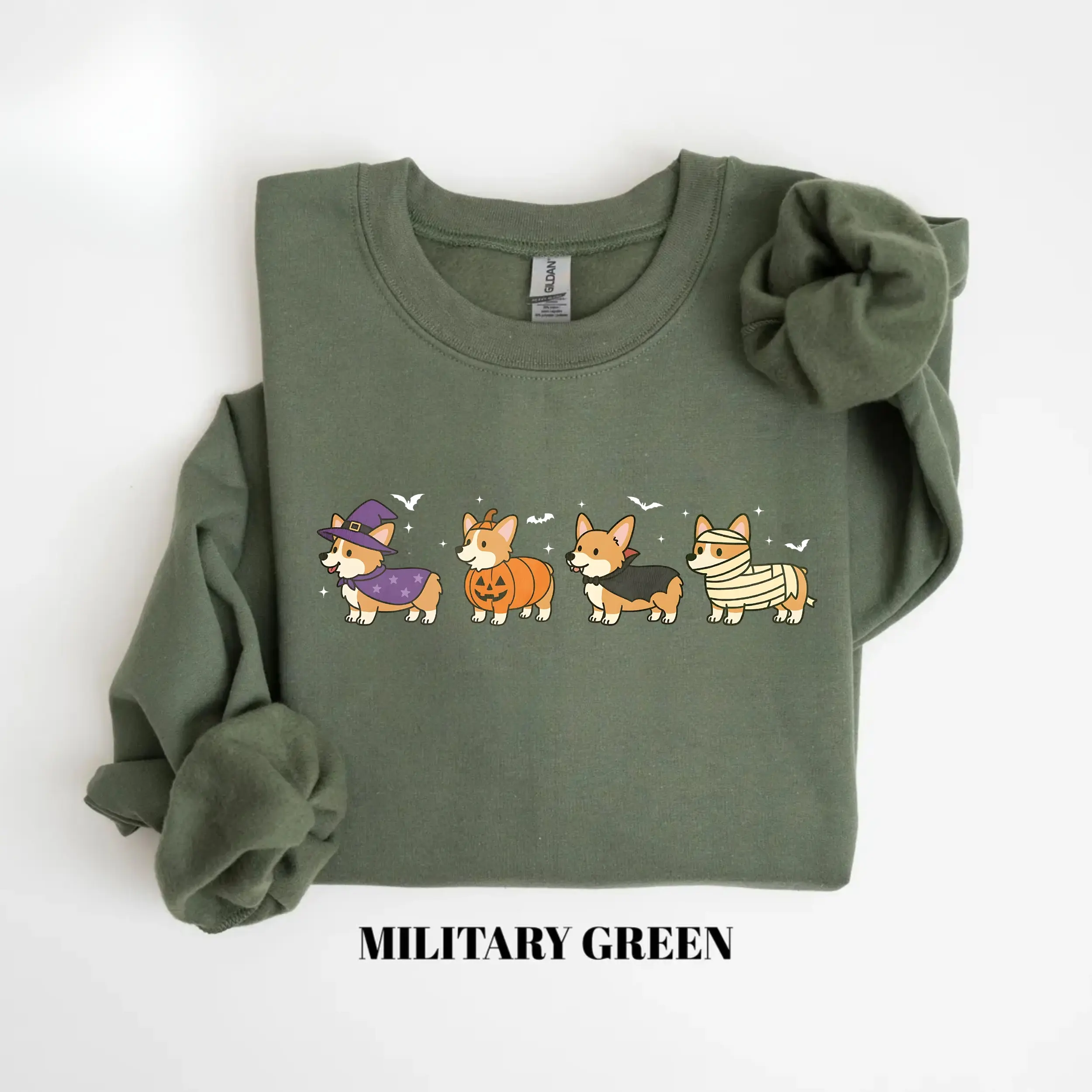Gildan Halloween Corgi Sweatshirt, Cute Corgi Ghost Dogs Crewneck, Gift For Dog Lovers, Trendy Gift For Halloween