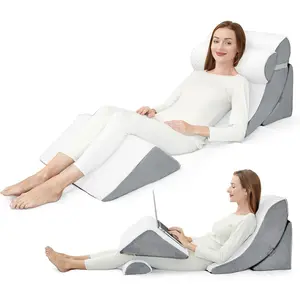 4pcs Wedge Pillow Set for Post Surgery Recovery, Relieves Back and Leg Pain, Reduces Leg Swelling, Provides Back Support