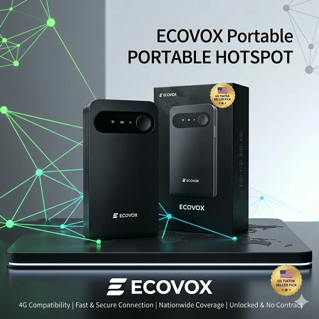 ECOVOX Global Ultra-Light 99g Portable Mini WiFi Hotspot - Mobile Broadband Router, Portable MiFi Modem, Wireless WiFi Modem, USB-C Port, 13-Hour 3000mAh Battery, Connect 9 Devices, LTE, 120+ Countries, Travel Essential, TikTok Shop Creator Picks