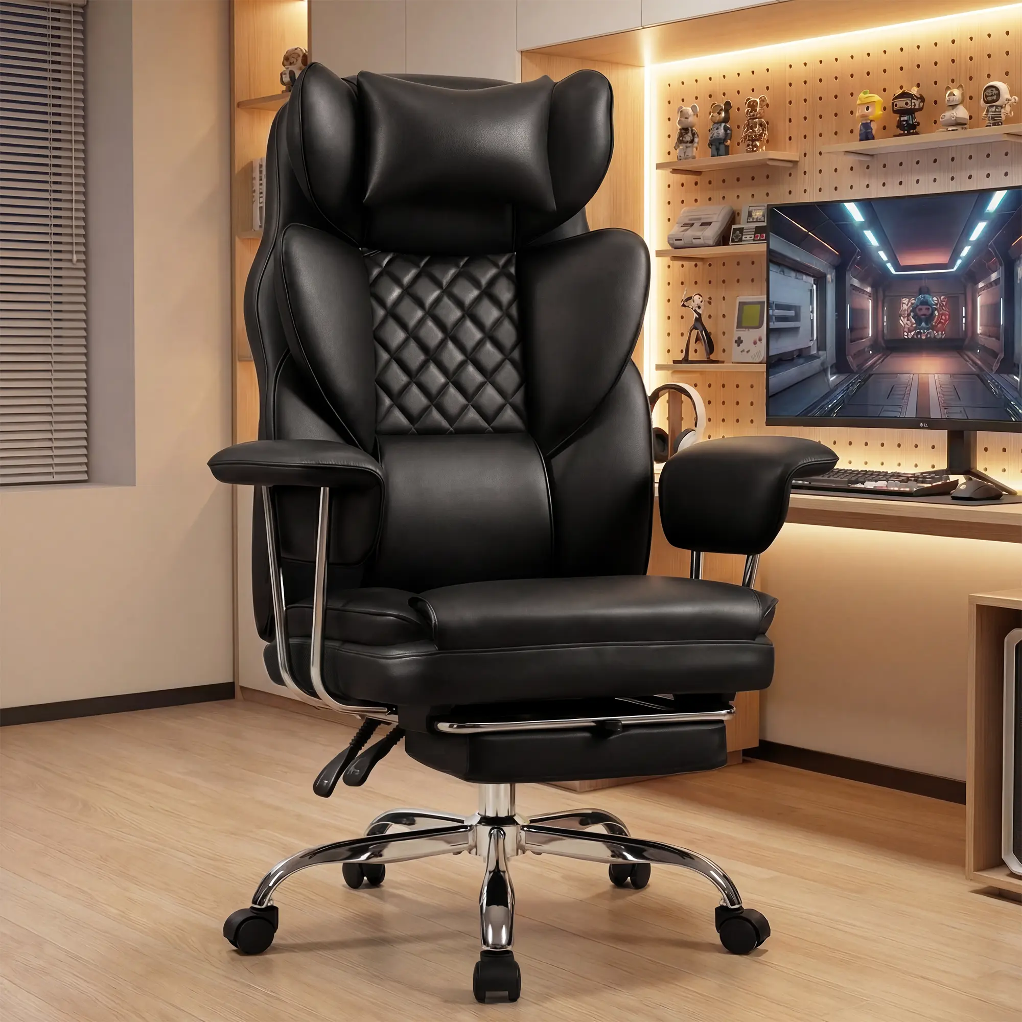 NEO CHAIR Big and Tall Ergonomic Gaming & Office Chair with Footrest, Pocket Spring Cushion, Reclining, 400 lb Capacity, PU Leather