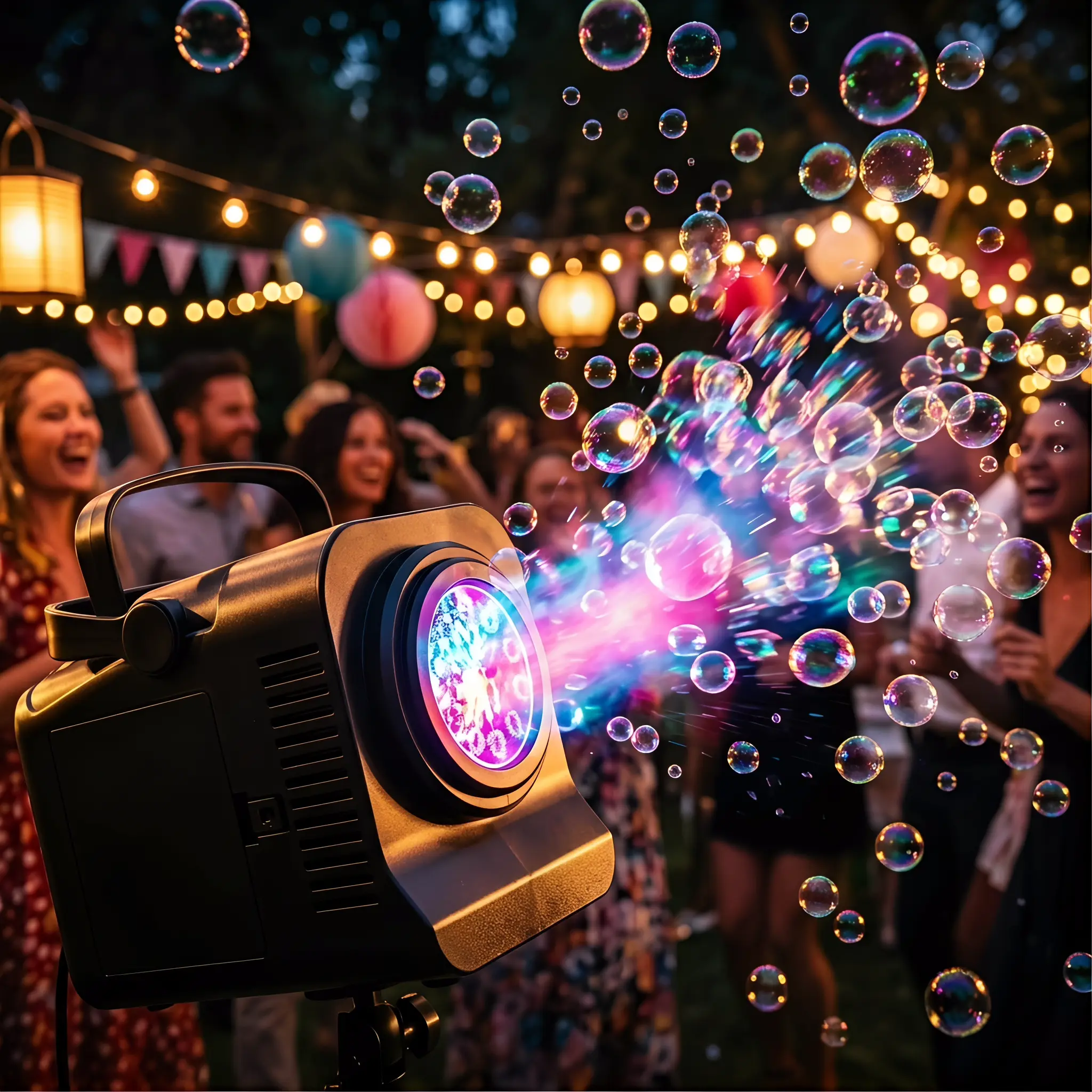 Unisex Automatic Bubble Blower for Kids & Adults, Portable LED Light Party Toy, Non Toxic Bubbles, Compact Outdoor Toy for Weddings, Backyard Barbecues, Birthdays