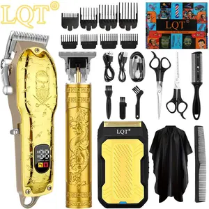 Men’s 3-in-1 Gold Barber Grooming Kit – Cordless Hair Clipper, T-Blade Trimmer & Foil Shaver Set, USB Rechargeable Professional Hair Cutting Tools