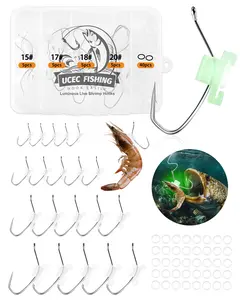 UCEC Fishing Luminous Live Shrimp High Carbon Steel Fishing Hooks Saltwater Corrosion Resistant Barbed Strong Hooks Freshwater Shrimp Walker for Catfish Bass Pike