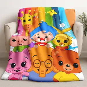 Cartoon Clown Animal Flannel Blanket, Rainbow Print Warm Cover, Children Boys Birthday Gift, Sofa Bed Office Multi-Use All Seasons