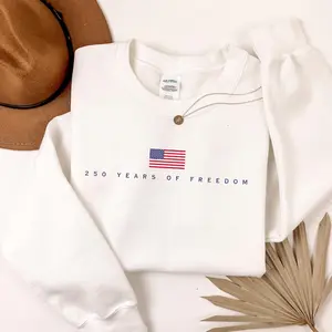 250 Years of Freedom Sweatshirt, Patriotic Crewneck, American Flag Sweatshirt, USA 250 Anniversary Shirt, Minimalist Fourth of July Pullover