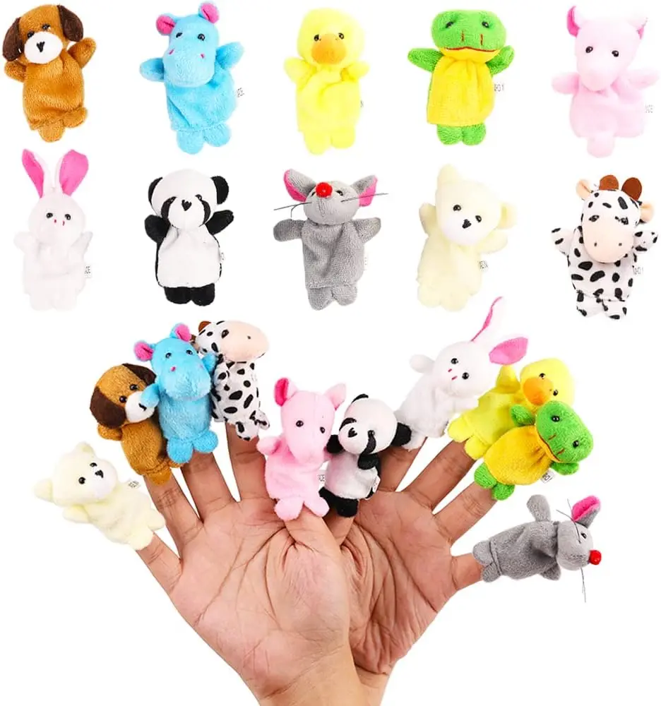 Halloween Gift  10Pcs Finger Puppets Set - Soft Plush Animals Finger Puppet Toys for Kids, Mini Plush Figures Toy Assortment for Boys & Girls, Party Favors for Shows, Playtime, Schools