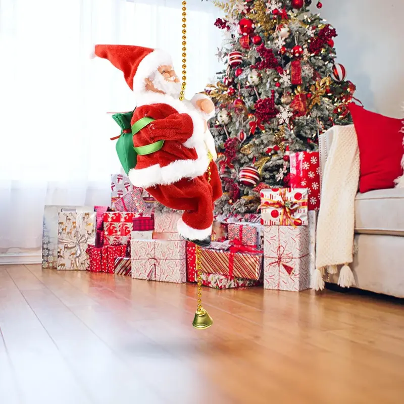 2026 Electric Climbing Santa Christmas Ornament - Battery-Powered, Rope-Hung with Light, Music, Sound Animation, Climbing Beads, Ladder - Indoor Home Decor Gift (Toys & Hobbies, Educational Science & Technology Toy)