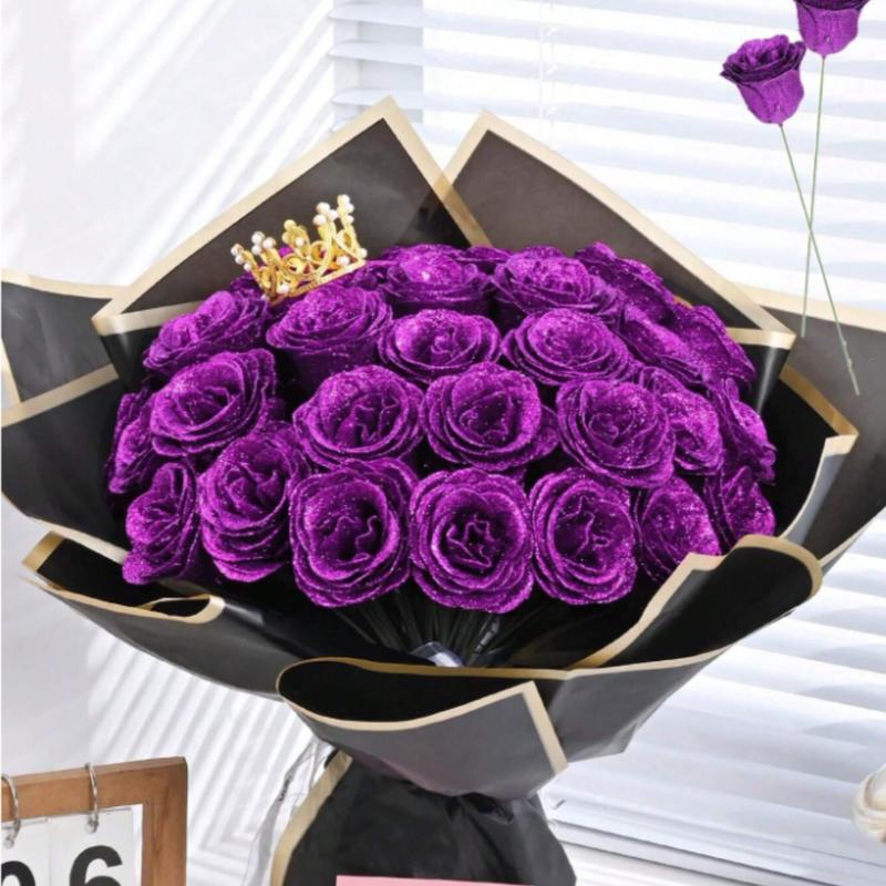 Sparkling Rose Bouquet – 20 Roses Set (2.76 Inch, DIY Glowing Bouquet)