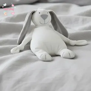 Baby Bunny Stuffed Animal, Soft White & Gray Plush Bunny with Floppy Ears, Cuddly Stuffed Rabbit Toy for Newborns & Toddlers, Safe Organic Fabric for Nursery & Bedtime
