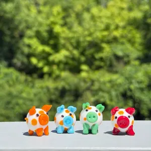 Handmade Glass Pig Figurine – Blown Glass Piggy, Tiny Glass Animal, Farm Animal Decor, Art Glass for Pig Lovers, Cute Collectible Gift