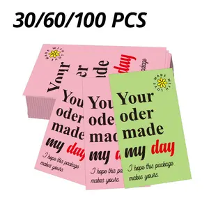 30/60/100 Pcs Business Packaging Thank You Cards Bulk, English Order Thank You Cards, Writeable Thank You Cards, Positive Message Card, 9x5.4 Cm
