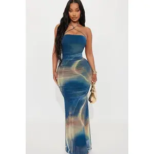 Kennedy Halter Maxi Dress - Blue/combo I