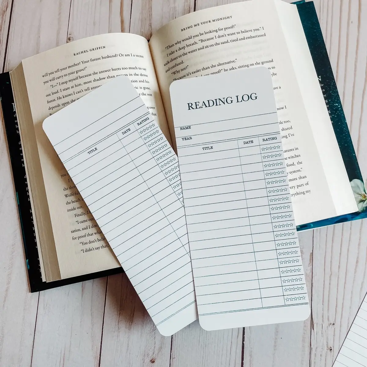 Reading Log Bookmark- vintage style library card | Bookmark reading journal with ratings | Double-sided