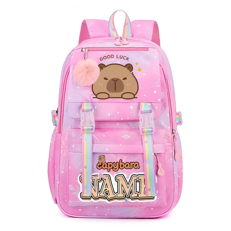 Cute Capybara Cartoon Backpack – Stylish, High-Capacity Schoolbag for Girls
