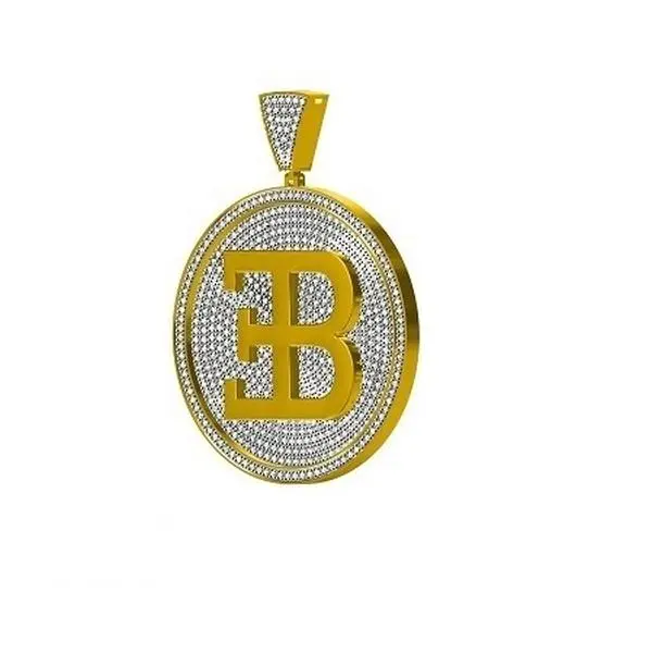 King Of Bling's White Sterling Silver Numeric BE Letter Pendant with 3.04ct Cubic Zirconia Stone