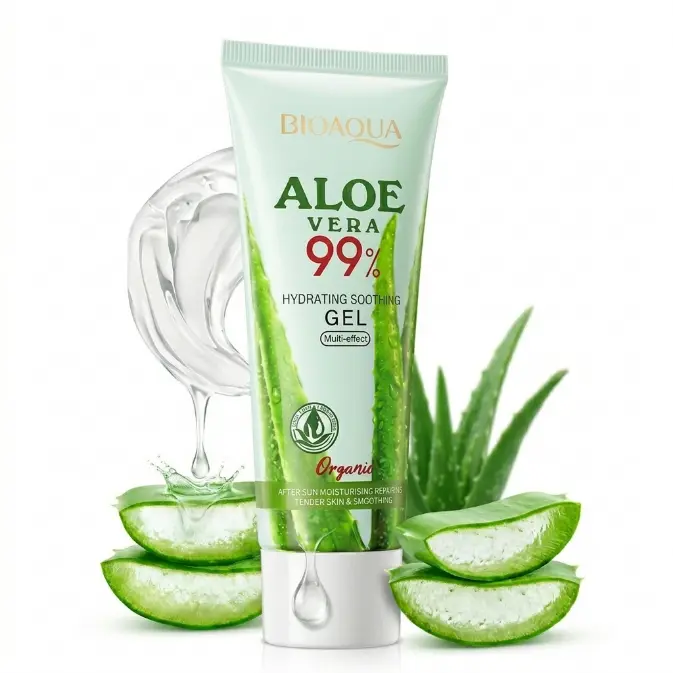 BIOAQUA Aloe Vera Gel – Refreshing Lightweight Aloe Gel for All Skin Types, Non-Sticky Summer Skincare smooth face