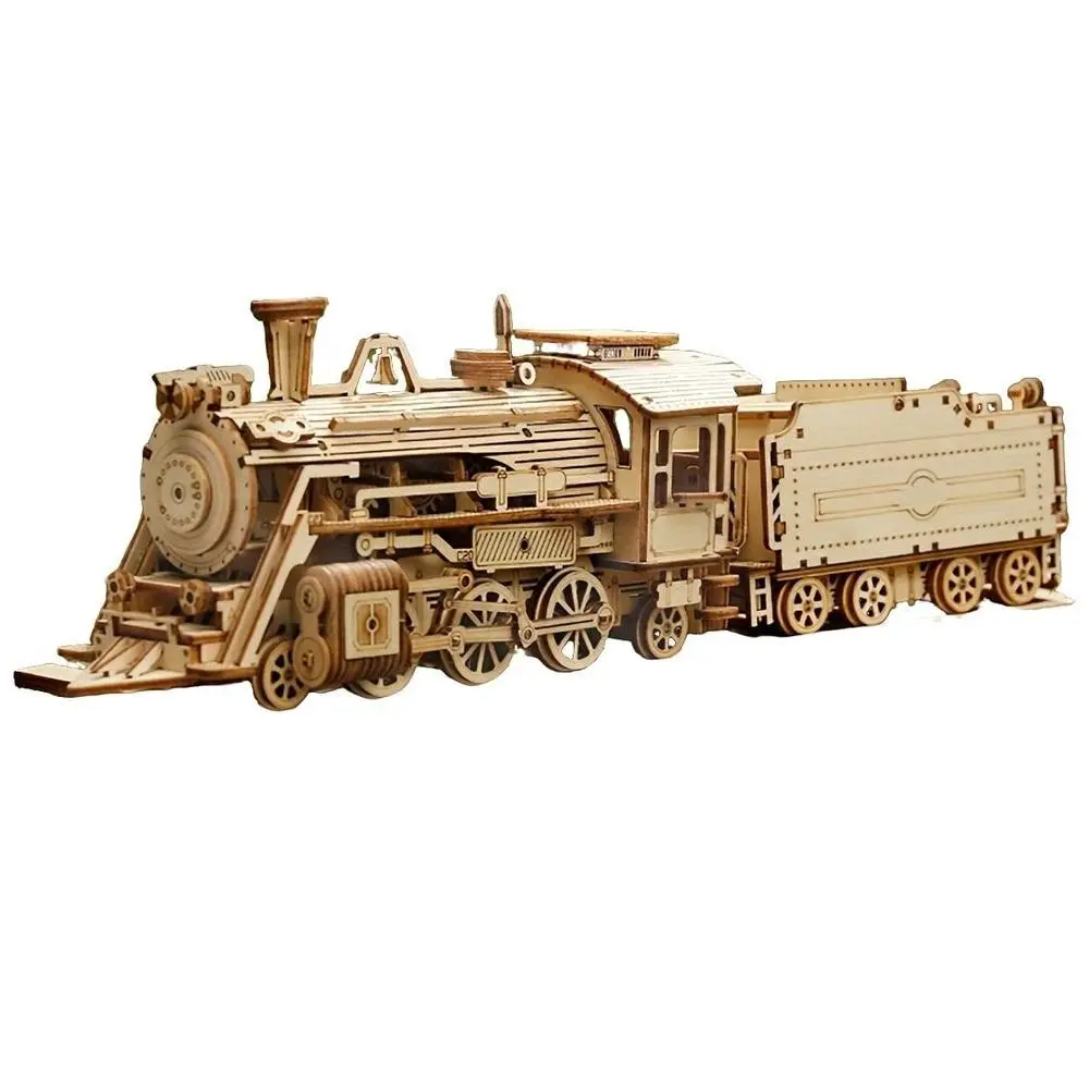 3D Wooden Train Model Puzzles Making Kit, DIY Scale Mechanical Train Model, Creative Birthday and Holiday Gift Options