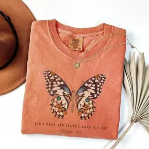 Comfort Colors Religious Shirt, Jesus Shirt, For I Know The Plans I Have For You Faith Bible Verse Graphic Shirt for Daily Wear, Apparel Made In The USA		