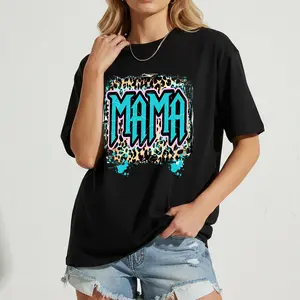 MAMA Print Shirts for Women Round Neck Fashion Casual Graphic Tee Women's Spring Holiday Top Streetwear - Womenswear