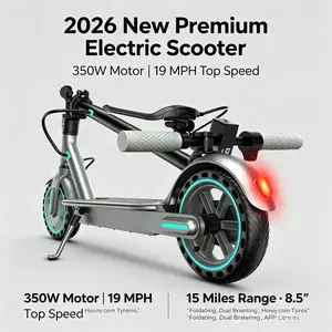 2026 Adult Foldable Electric Scooter | 350W Powerful Motor, 19MPH Top Speed (Unlockable up to 28MPH), 21-Mile Max Range, 8.5-inch Honeycomb Solid Tires, 3-Speed Modes, Foldable Frame Design, Dual Braking System & Smart App Control