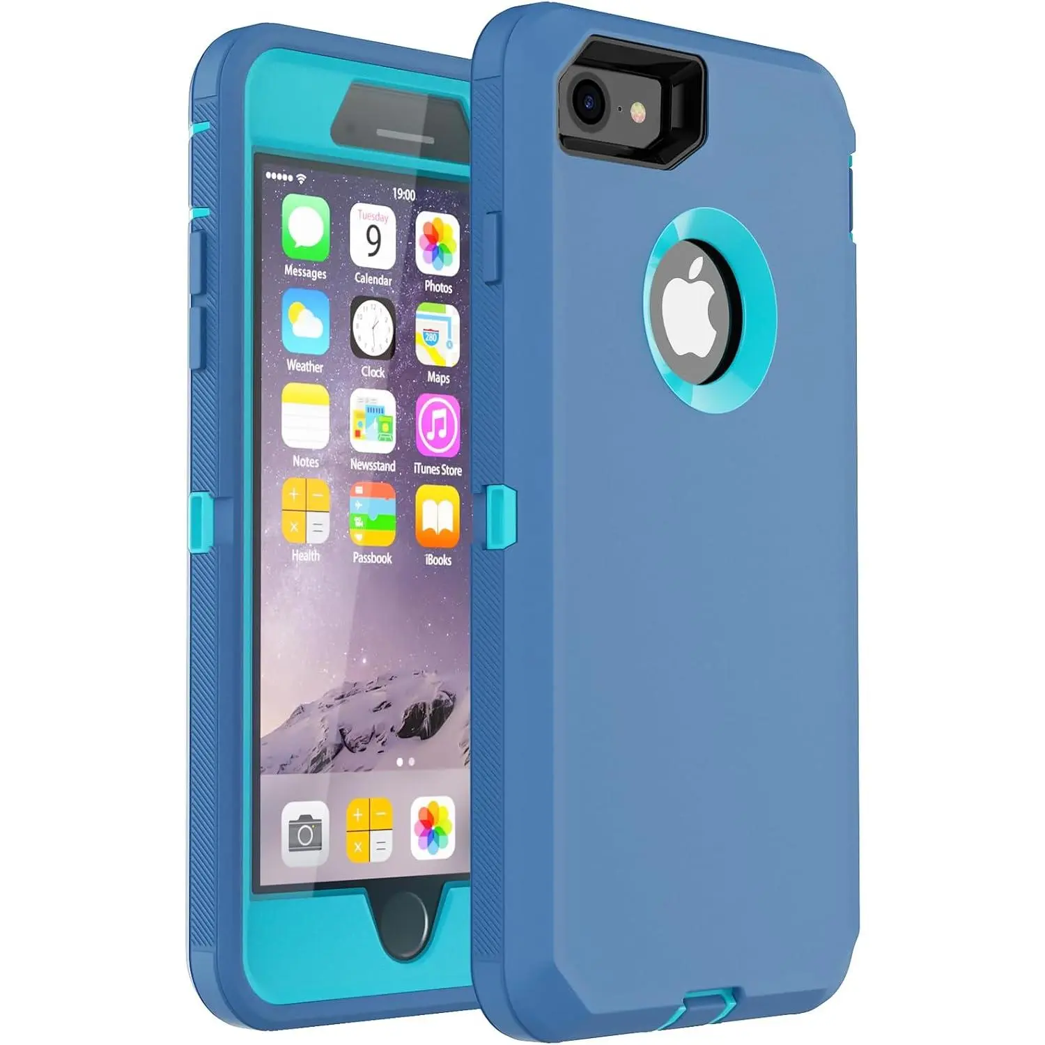 Case for  7 for  8 with Screen Protector [Shockproof] [Dropproof] [Dust-Proof], 3 Layers Full  Rugged Heavy Duty Case Durable Cover for  7/8 4.7,CyanGreen