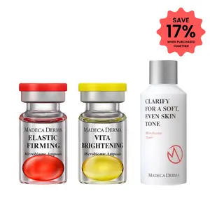 [Madeca Derma] 2X GLAZED DONUT GLOW SET (5 pcs of Elastic Firming Microbiome Ampoules & Vita Brightening Microbiome Ampoules & Microbiome Toner)