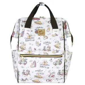 Surfing Corgi Large Opening Backpack