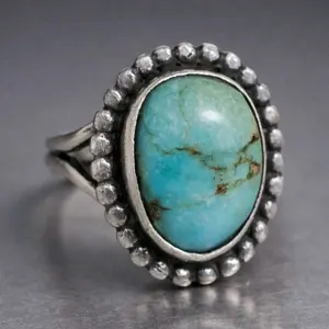 Turquoise Silver Ring Handmade Native American Style Southwest