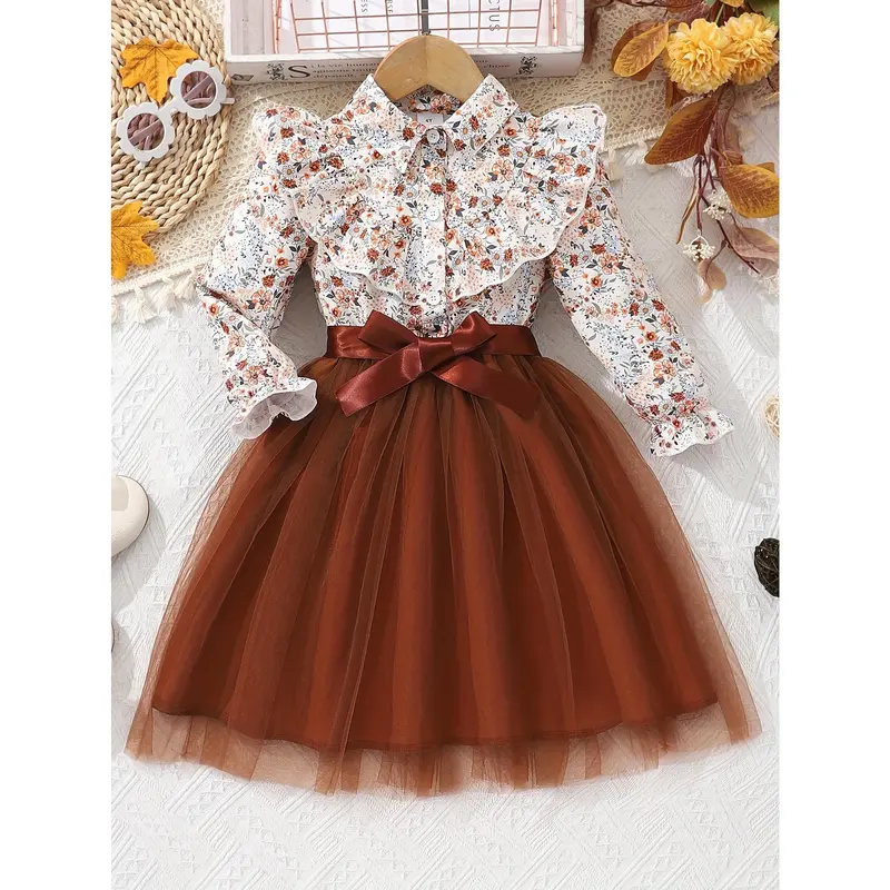 toddler girls brown dress Isa Dress (cedar tulle) 8Y main image 0