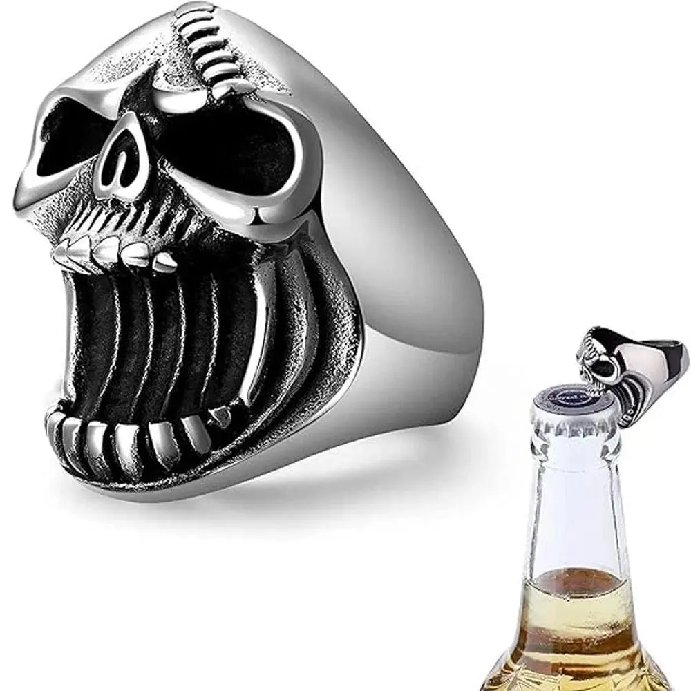 Halloween Stainless Steel Skull Bottle Opener Ring Quick Bottle Opener Christmas Halloween Ornaments Gift Beer Bottle Opener