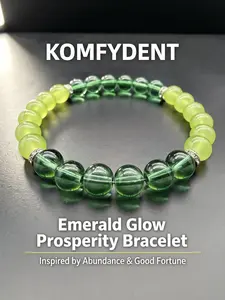 1pc Women's Luck-Bringing Emerald Glow Prosperity Bracelet for Daily Commute Good Luck Charm