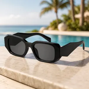 Retro 90s Y2K Sunglasses for Women Men, Chunky Geometric Rectangle Oval Shades, Trendy Fashion Eyewear for Streetwear Summer Outfits