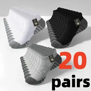 20-Pair Men's Sports Socks, Breathable and Sweat-Absorbent, Suitable for All Seasons, Dress Socks, Men's Crew Socks, Outdoor Casual Sports Socks, Unisex Socks, Fashion Men's Socks, Men's Socks, Women's Socks, Ankle Socks, Athletic Socks