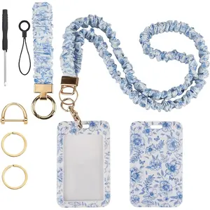 Breakaway Scrunchie Lanyard with ID Badge, Cute Stretchy Lanyards for Teachers Workers Women, Ideal Daily Accessory and Perfect Gift