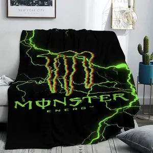 1pc Monster Energy Fleece Blanket, Dark Style Soft Comfortable Throw Blanket, Lightweight Warm Blanket for Ac Use, Perfect Holiday Gift